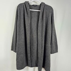 Weekend MaxMara Longline Wool Blend Hooded Cardigan in Charcoal - Size S